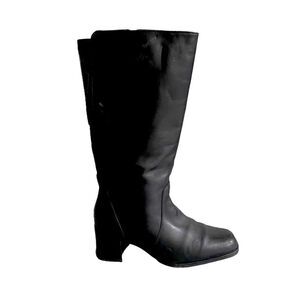 COLLEGE Canada Black Leather Waterproof Winter Snow Tall Boots Heel 10